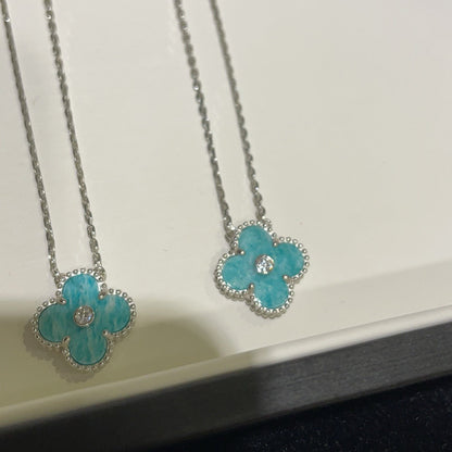 [Rose Jewelrys]CLOVER 15MM DIAMOND SVRES PORCELAIN  NECKLACE SILVER