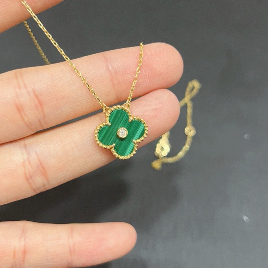 [Rose Jewelrys]CLOVER 15MM DIAMOND TURQUOISE NECKLACE