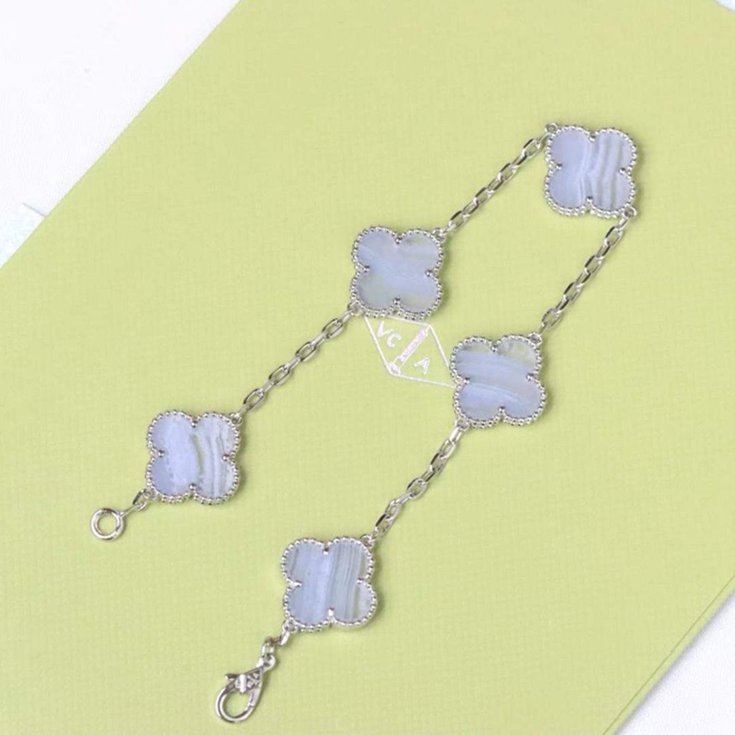 [Rose Jewelrys]CLOVER  5 MOTIF PURPLE CHALCEDONY BRACELET SILVER