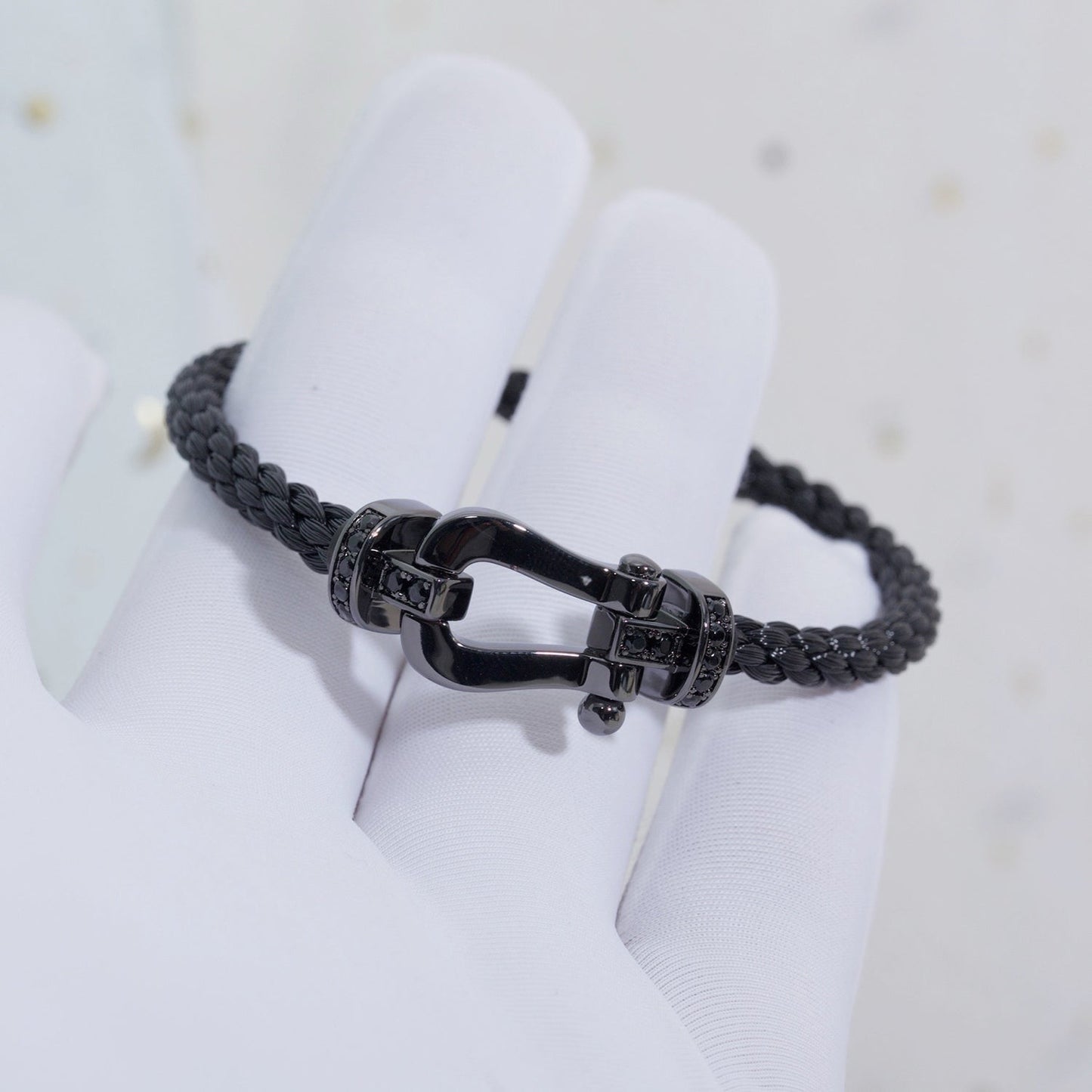 []FORCE LARGE SERIES HORSESHOE BLACK SAMURAI BRACELET
