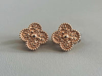 [🌹Rose💎]CLOVER MEDIUM 1 MOTIFS ROSE GOLD HOT STAMPING EARRINGS