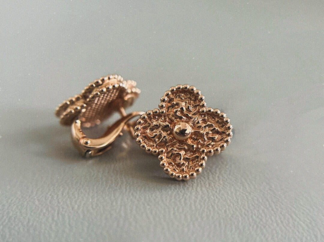 []CLOVER MEDIUM 1 MOTIFS ROSE GOLD HOT STAMPING EARRINGS