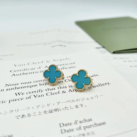 [Rose Jewelry] CLOVER LARGE 15MM 1 MOTIF TURQUOISE STUD EARRINGS