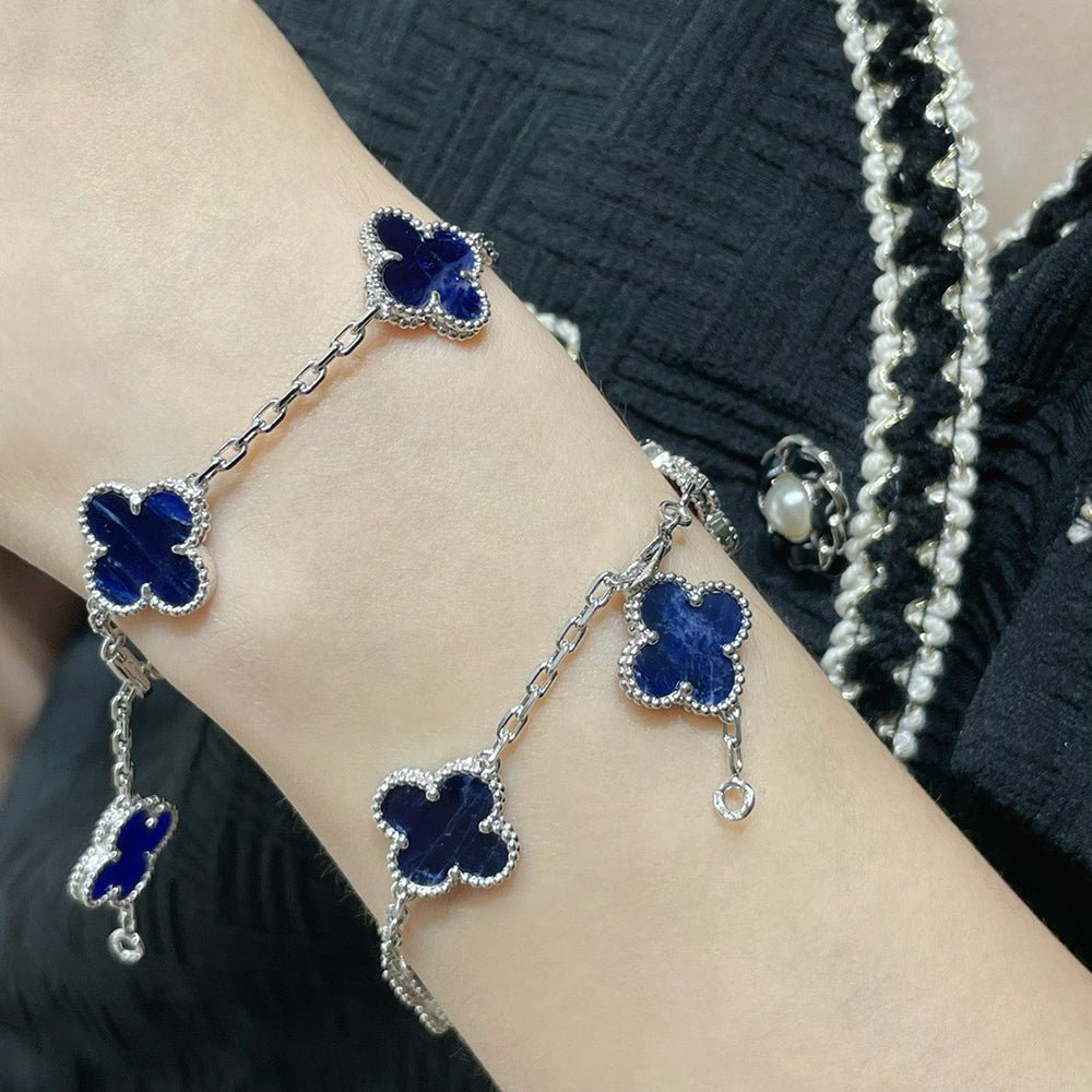 [Rose Jewelrys]CLOVER 5 MOTIF PIETERSITE SILVER BRACELET