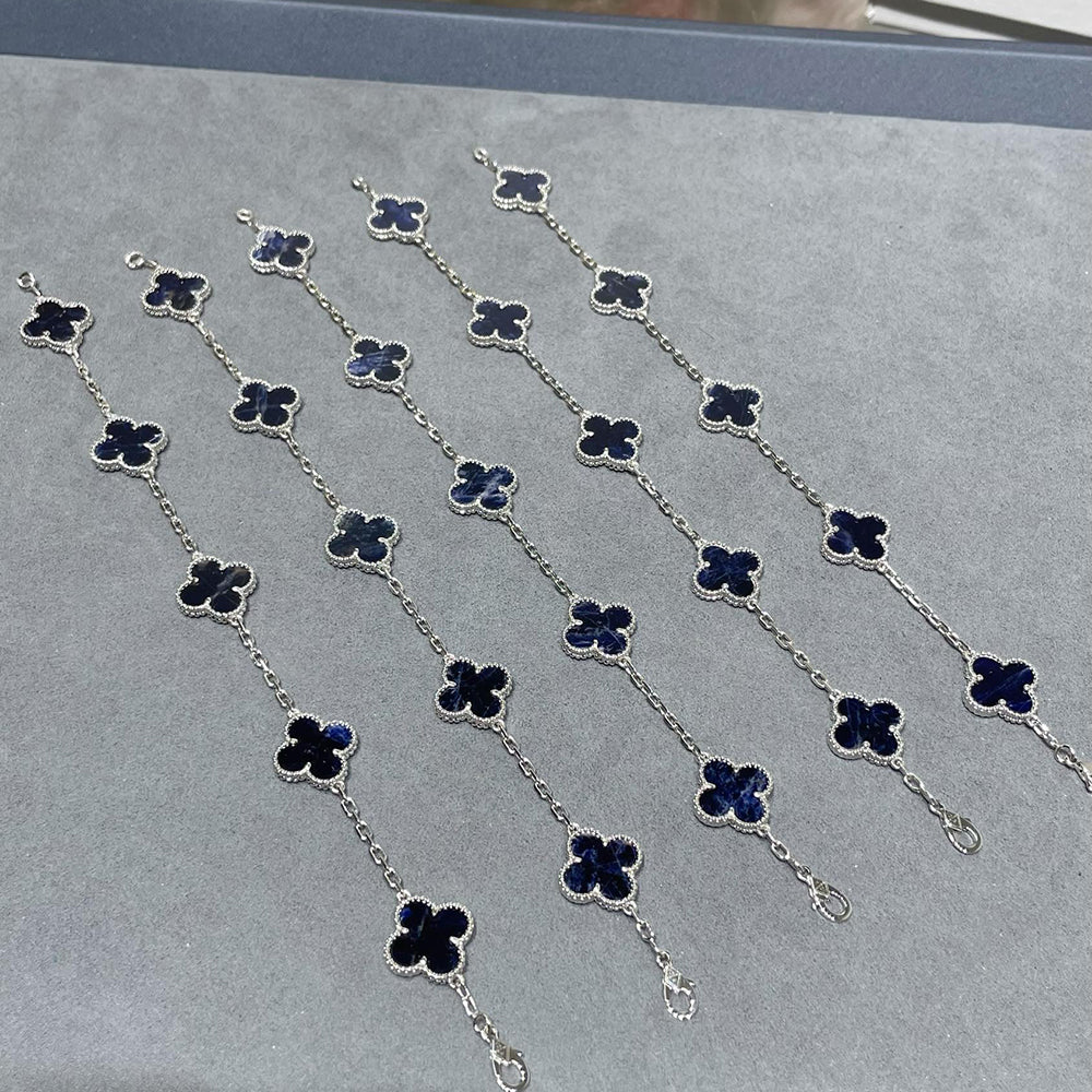[Rose Jewelrys]CLOVER 5 MOTIF PIETERSITE SILVER BRACELET