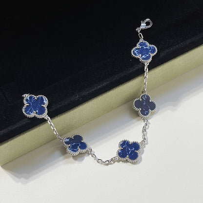 [Rose Jewelrys]CLOVER 5 MOTIF PIETERSITE SILVER BRACELET