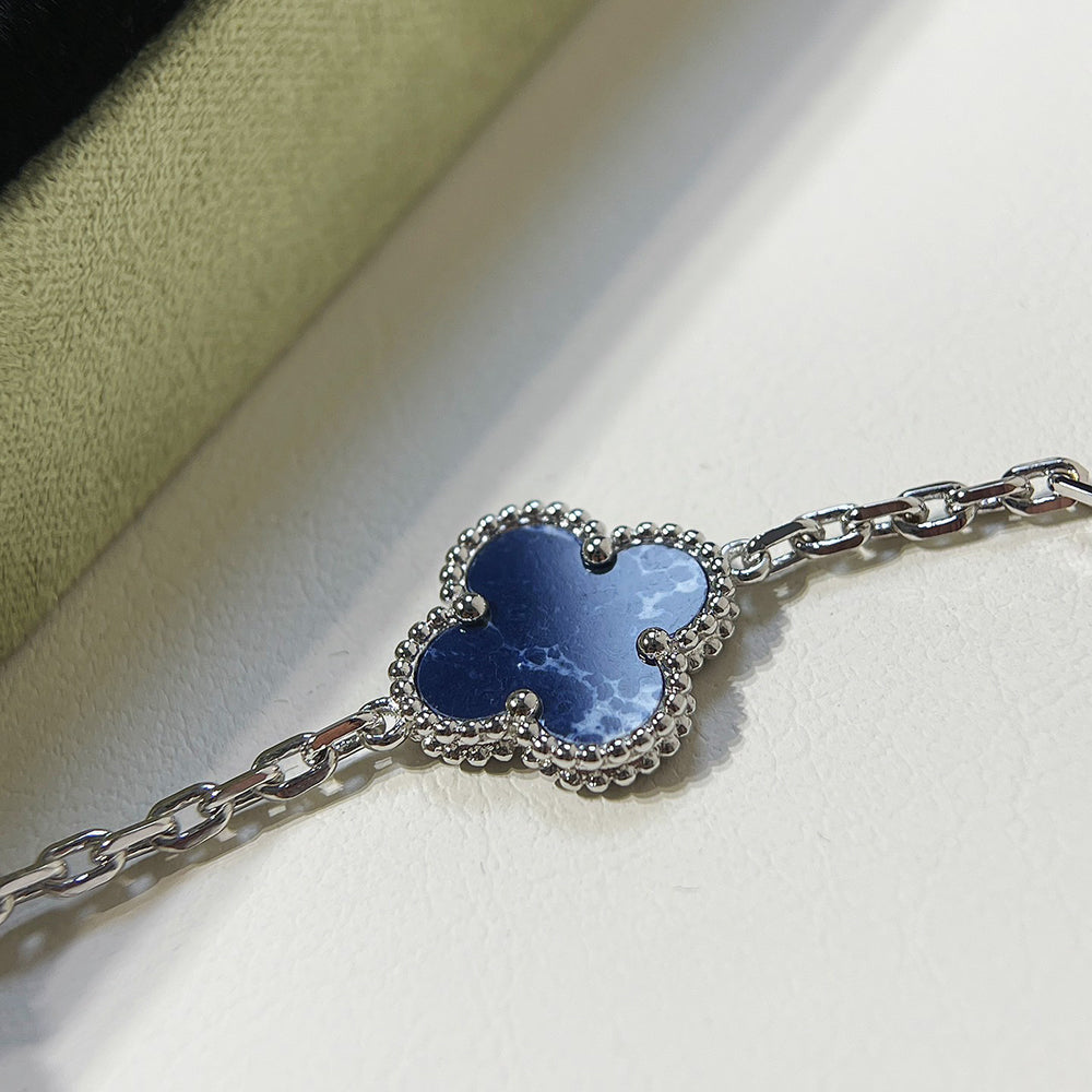 [Rose Jewelrys]CLOVER 5 MOTIF PIETERSITE SILVER BRACELET