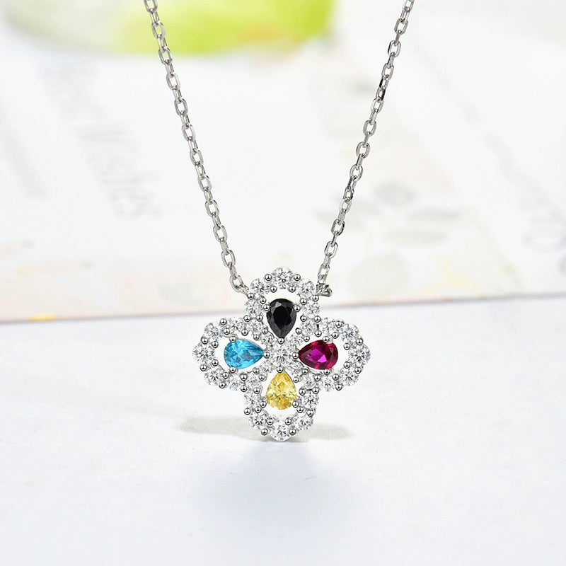 []LOOP NECKLACE FULL MOTIF DIAMOND 16MM MULTIPLE COLORS