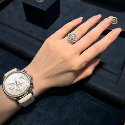 [Rose Jewelrys]LOOP RING FULL MOTIF DIAMOND 16MM SILVE