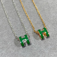 [🌹Rose💎]POP H GREEN NECKLACE SILVER AND GOLD