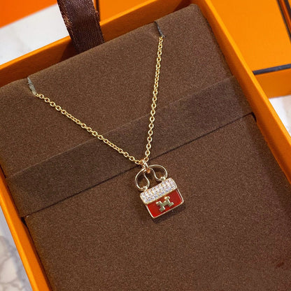 [Rose Jewelrys]CONSTANCE RED PEDANT PINK GOLD NECKLACE