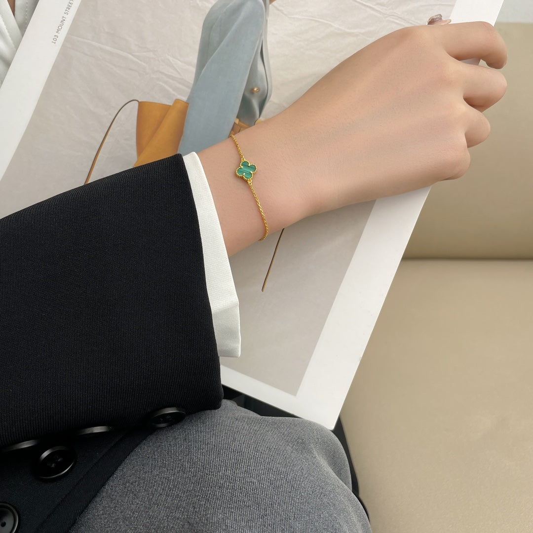 [Rose Jewelrys]CLOVER BRACELET MALACHITE 1 MOTIF
