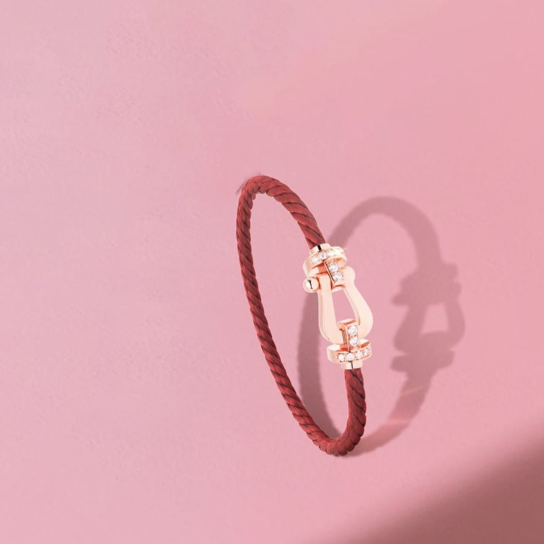 [Rose Jewelrys]FORCE 10 HALF DIAMOND PINK GOLD RED CORDERI LARGE AND MEDIUM MODEL