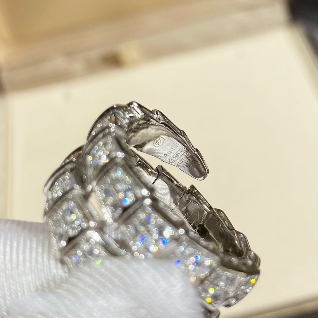 [Rose Jewelrys]SERPENTI DOUBLE RING SILVER DIAMOND PAVED