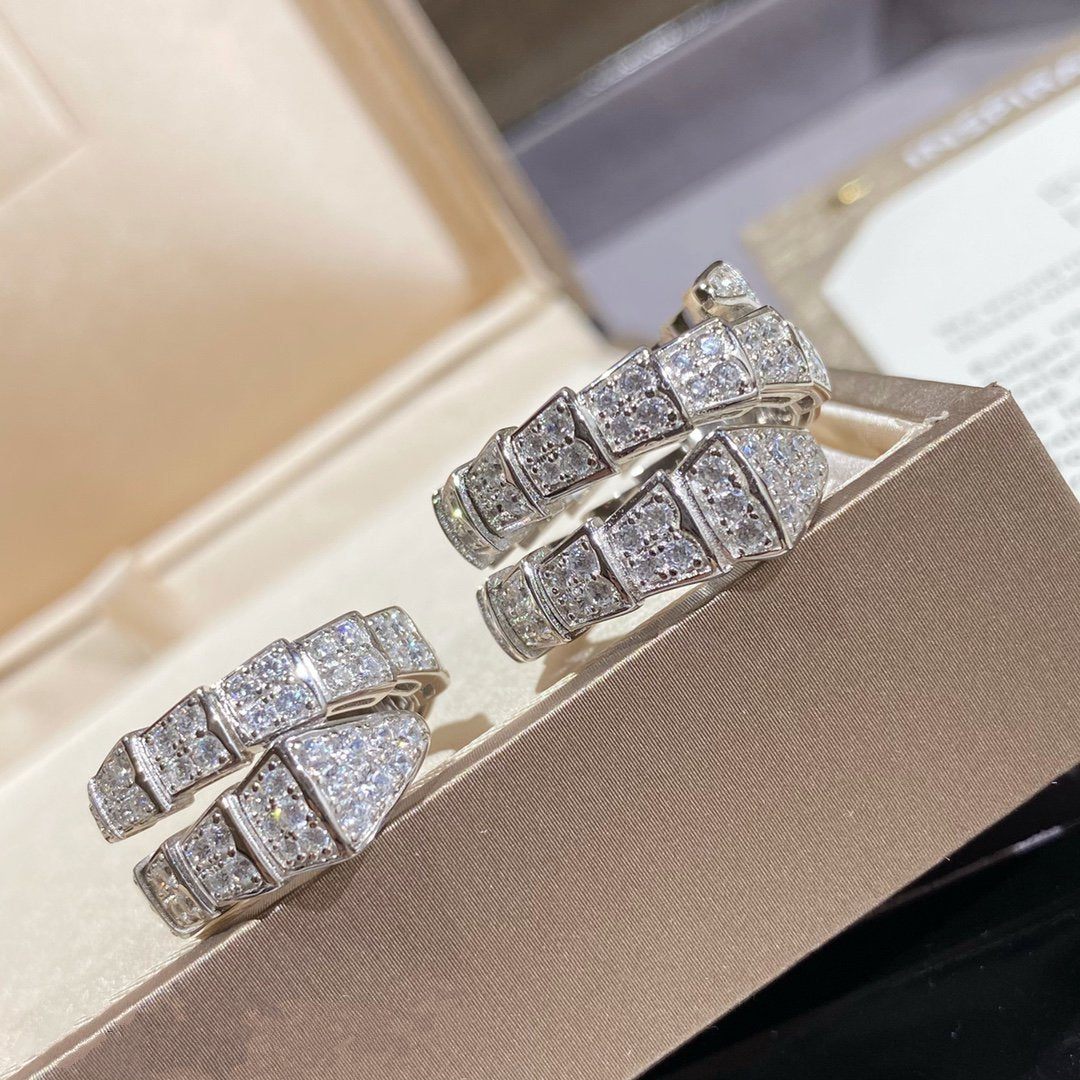 [Rose Jewelrys]SERPENTI DOUBLE RING SILVER DIAMOND PAVED