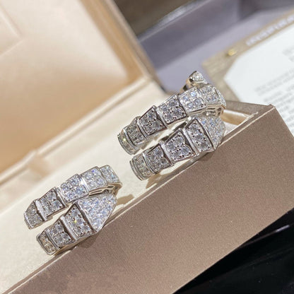 [Rose Jewelrys]SERPENTI DOUBLE RING SILVER DIAMOND PAVED