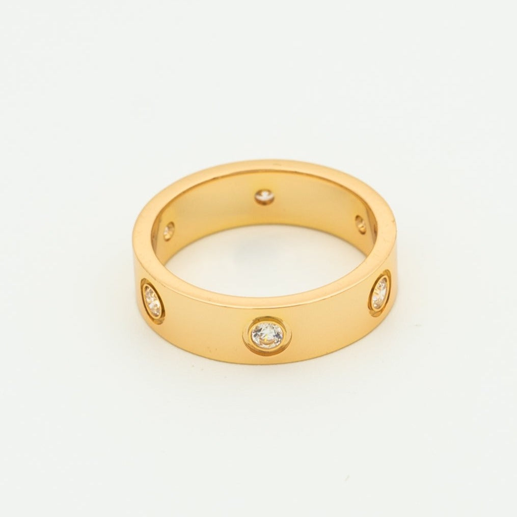 [Rose Jewelrys]LOVE RING 5.5MM 6 DIAMONDS PINK GOLD