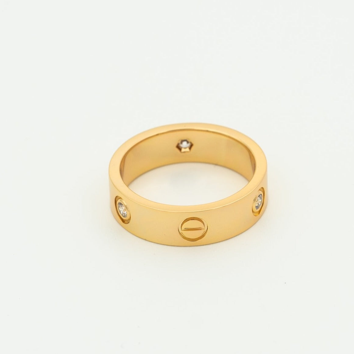 [Rose Jewelrys]LOVE RING 5.5MM 3 DIAMONDS PINK GOLD