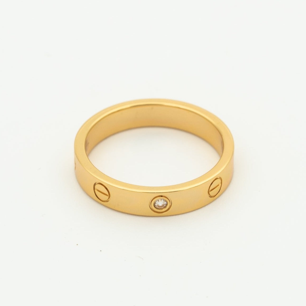 []LOVE RING 4MM 1 DIAMOND PINK GOLD