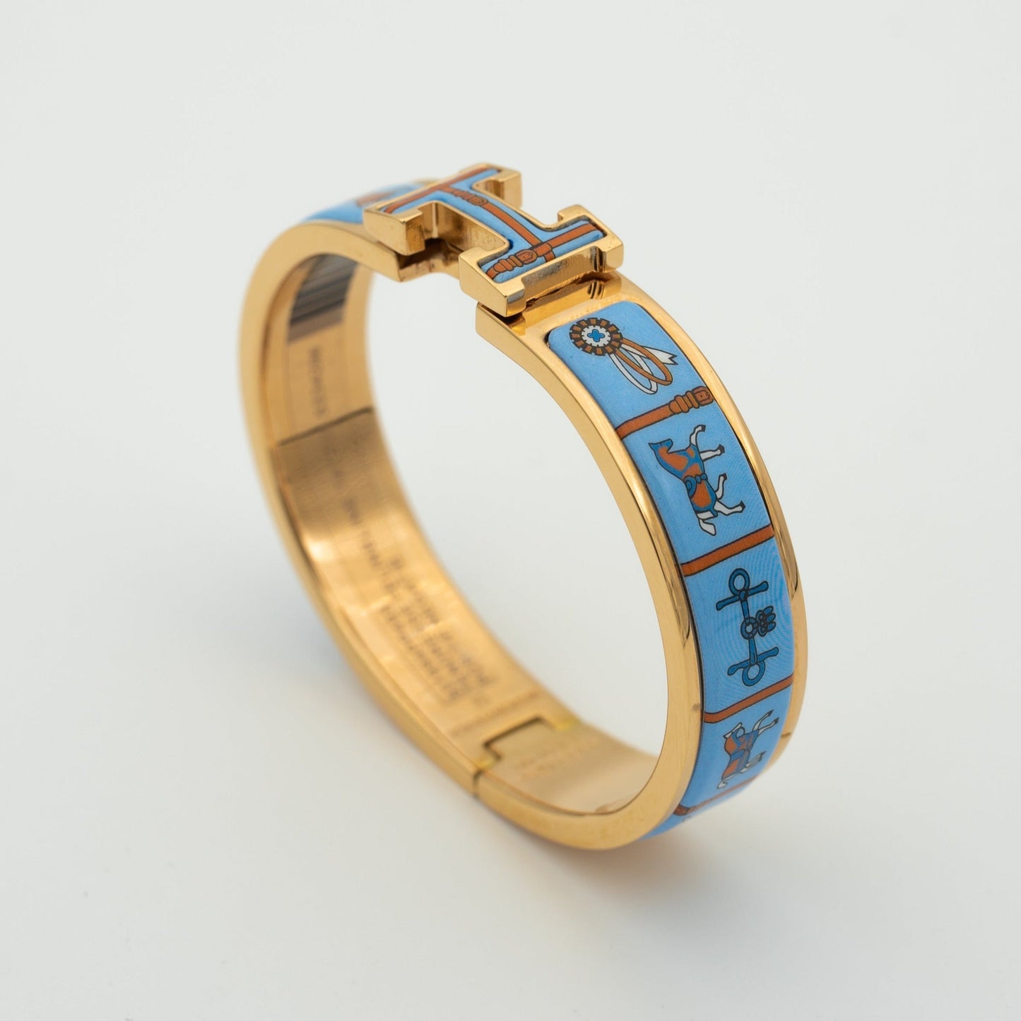 []H PINK GOLD BRACELET BLUE CERAMIC
