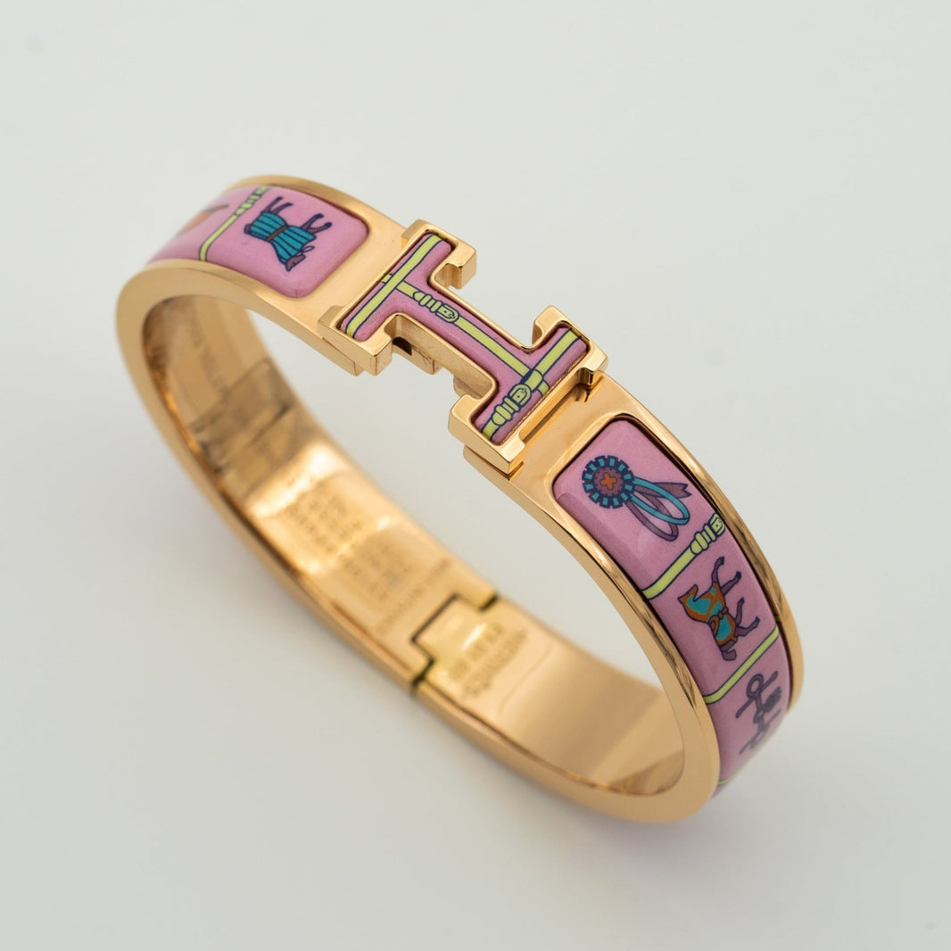 [🌹Rose💎]H PINK GOLD BRACELET PINK CERAMIC