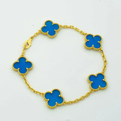 [Rose Jewelrys]CLOVER 5 MOTIFS BLUE AGATE BRACELET