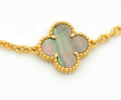 []CLOVER 5 MOTIF GRAY MOP DIAMOND BRACELET
