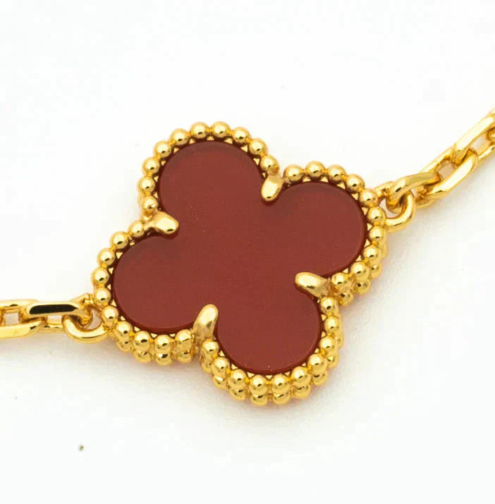 [Rose Jewelrys]CLOVER  5 MOTIFS CARNELIAN GOLD BRACELET