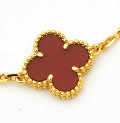 [Rose Jewelrys]CLOVER  5 MOTIFS CARNELIAN GOLD BRACELET
