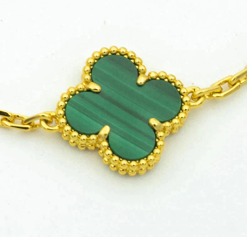 [Rose Jewelrys]CLOVER  5 MOTIF MALACHITE DIAMOND BRACELET