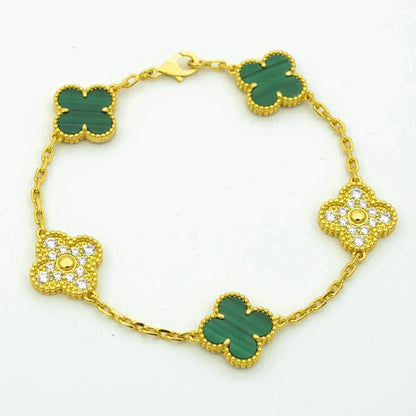 [Rose Jewelrys]CLOVER  5 MOTIF MALACHITE DIAMOND BRACELET