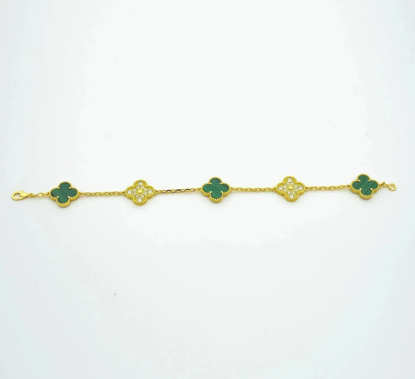 [Rose Jewelrys]CLOVER  5 MOTIF MALACHITE DIAMOND BRACELET