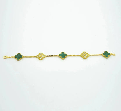 [Rose Jewelrys]CLOVER  5 MOTIF MALACHITE DIAMOND BRACELET