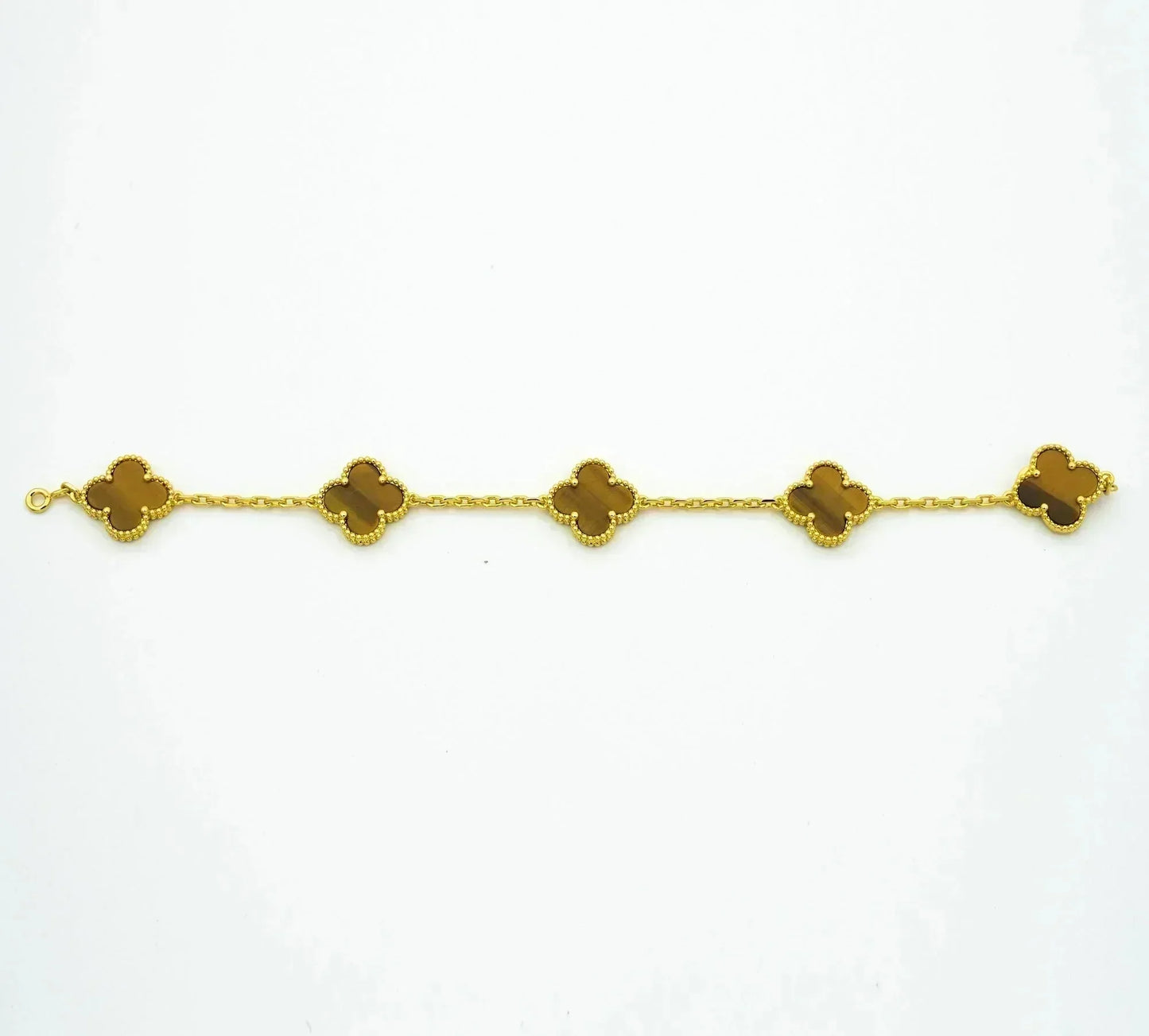 [Rose Jewelrys]CLOVER  5 MOTIFS TIGER EYE BRACELET