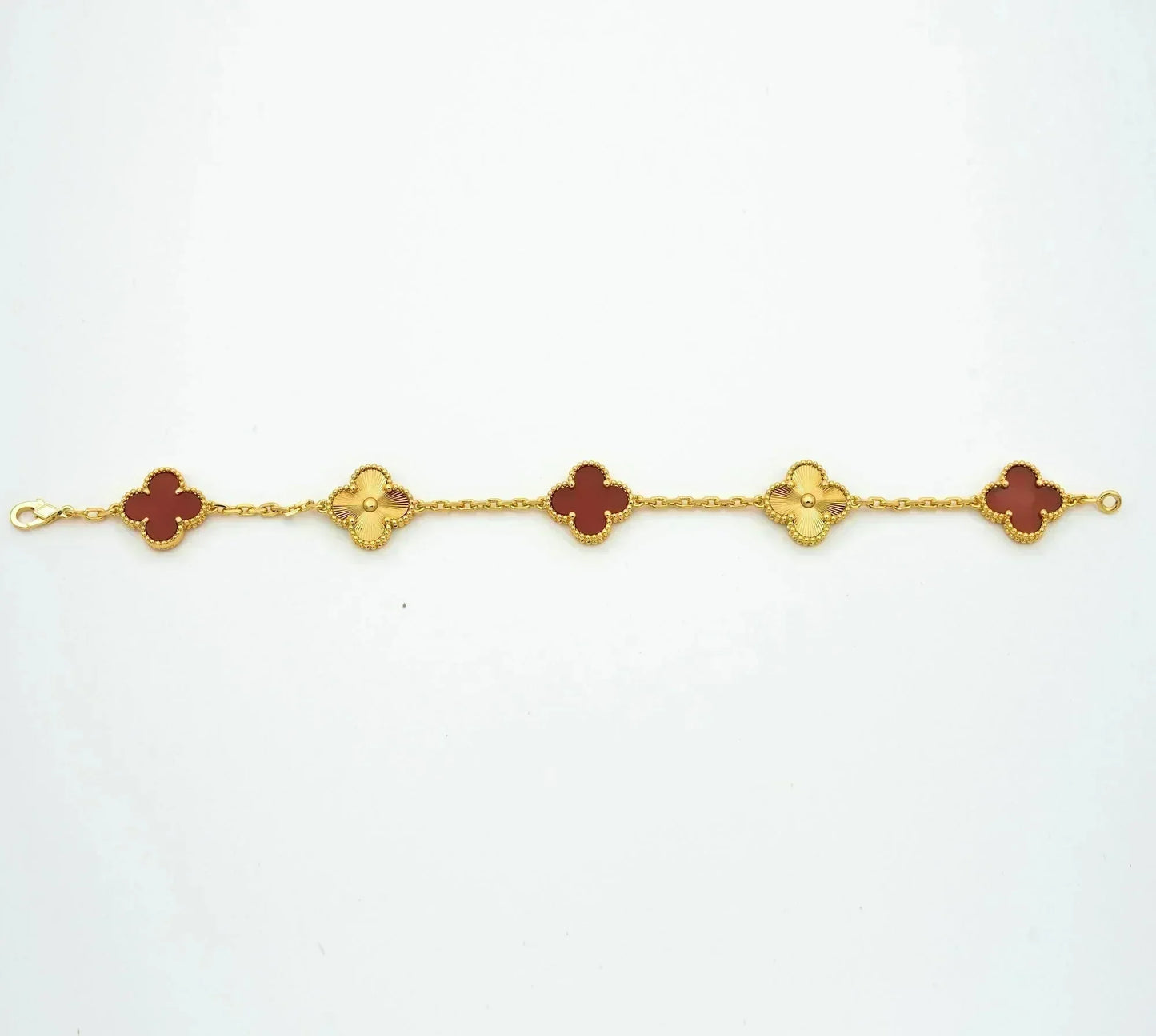 [Rose Jewelrys]CLOVER  5 MOTIFS CARNELIAN GOLD BRACELET