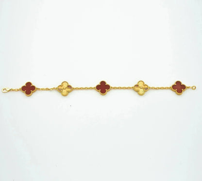 [Rose Jewelrys]CLOVER  5 MOTIFS CARNELIAN GOLD BRACELET