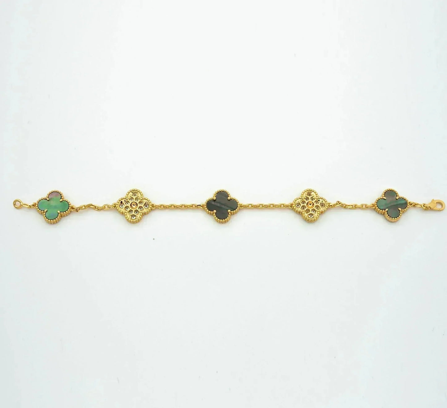 []CLOVER 5 MOTIF GRAY MOP DIAMOND BRACELET