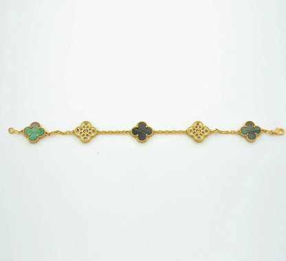 []CLOVER 5 MOTIF GRAY MOP DIAMOND BRACELET
