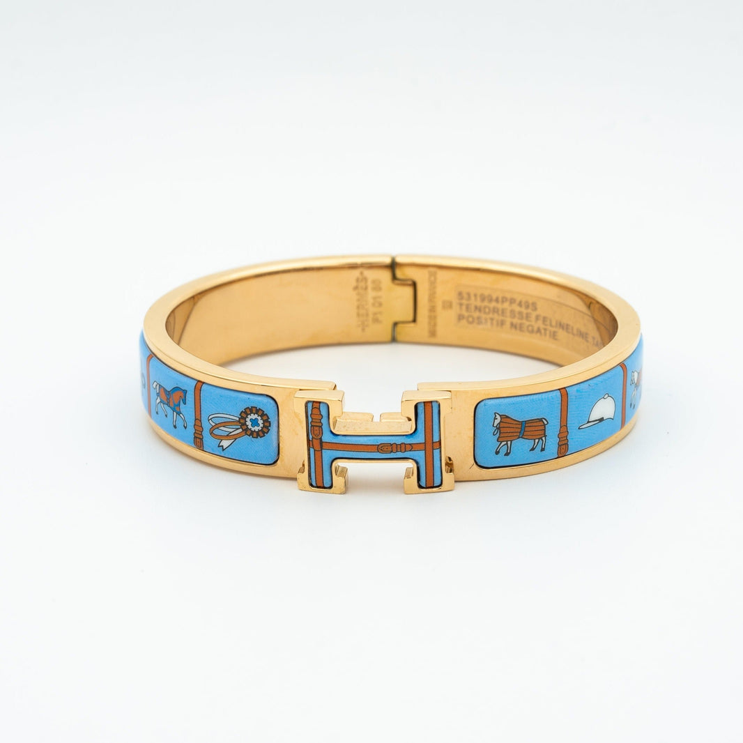 [🌹Rose💎]H PINK GOLD BRACELET BLUE CERAMIC