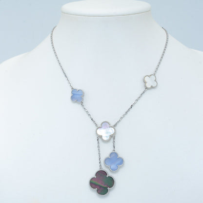 [Rose Jewelrys]CLOVER MOP CHALCEDONY NECKLACE SILVER 6 MOTIF