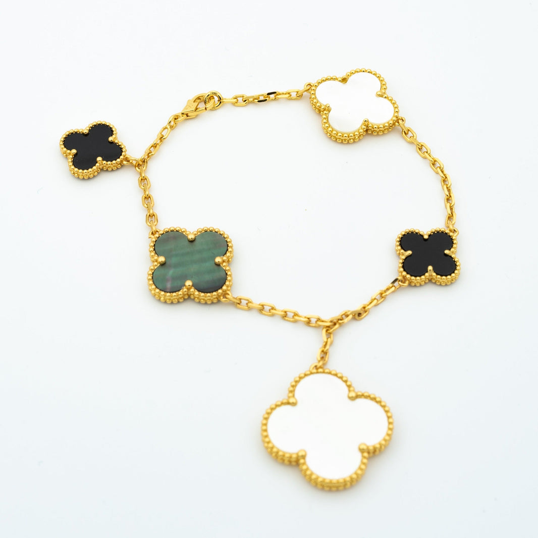 [🌹Rose💎]CLOVER BRACELET 5 MOTIFS ONYX MOP