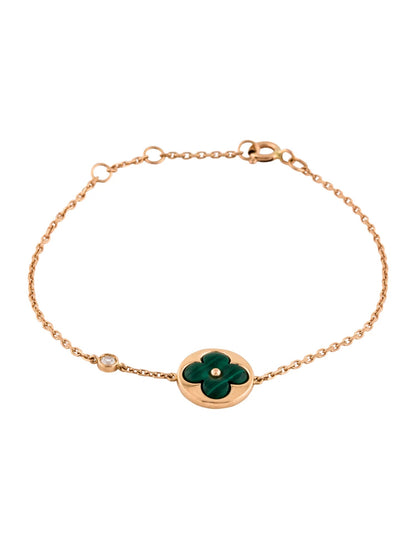 [Rose Jewelrys]SUN MALACHITE 1 DIAMOND PINK GOLD BRACELET