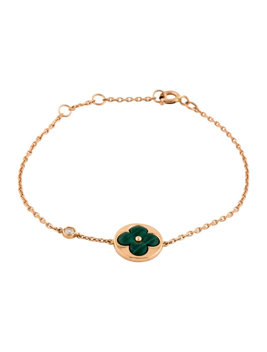 [Rose Jewelrys]SUN MALACHITE 1 DIAMOND PINK GOLD BRACELET