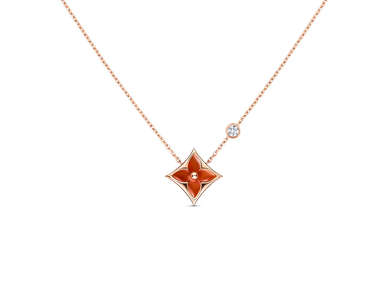 [Rose Jewelrys]STAR NECKLACE PINK GOLD 1 DIAMOND