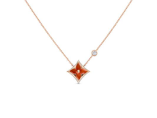 [Rose Jewelrys]STAR NECKLACE PINK GOLD 1 DIAMOND