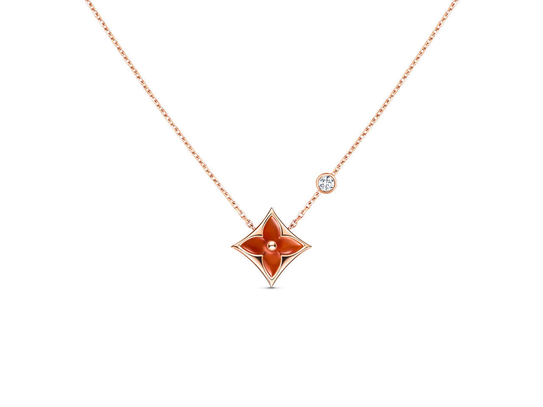 [🌹Rose💎]STAR NECKLACE PINK GOLD 1 DIAMOND