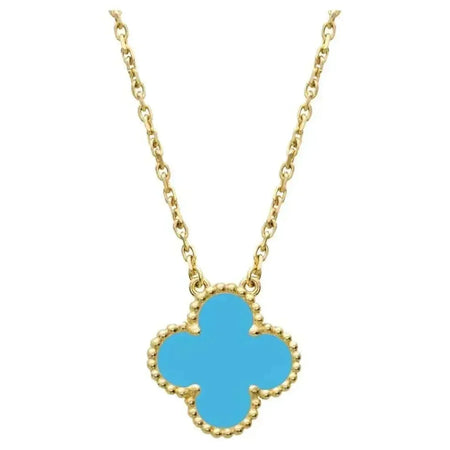 [🌹Rose💎]CLOVER 15MM VINTAGE TURQUOISE NECKLACE