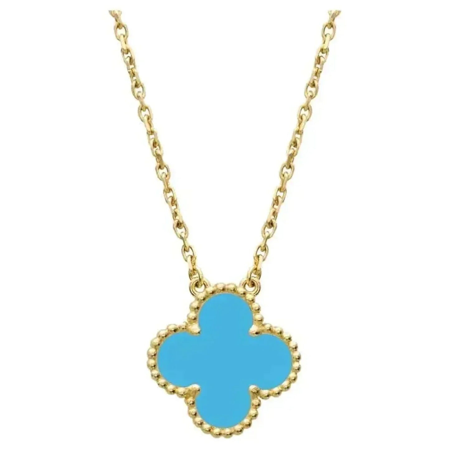 [Rose Jewelrys]CLOVER 15MM VINTAGE TURQUOISE NECKLACE