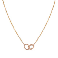 [🌹Rose💎]LOVE NECKLACE DOUBLE RING PINK GOLD