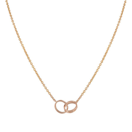 [🌹Rose💎]LOVE NECKLACE DOUBLE RING PINK GOLD